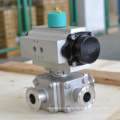 high quality POV 3 way all PTFE stranded pneumatic operated ball valve